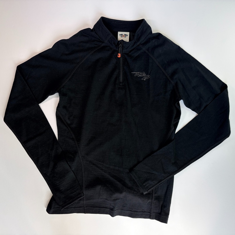 Harley-Davidson Merino Wool Quarter Zip Pullover Black Size S